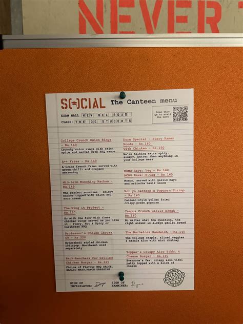 Menu at New BEL Road SOCIAL, Bengaluru