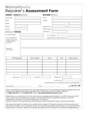 Warrantywise Claim Form - Fill and Sign Printable Template Online
