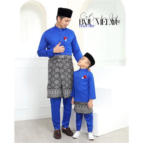MOFF Baju Melayu Slim Fit | Sakura Slimfit In Royal Blue| Raya 2024 ...