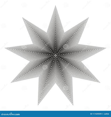 Halftone Black Nine-pointed Star on the White Background Stock Vector ...