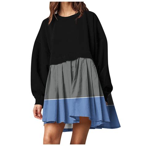 Generic Womens Fall Dresses Casual Long Sleeve Crewneck Mini Dress ...