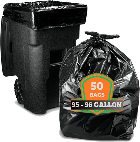Amazon.com: ToughBag 95-96 Gallon Extra Large Trash Bags, 61x68” Black ...