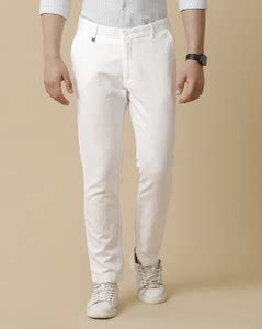 Linen Club Slim Fit Men White Trousers - Buy Linen Club Slim Fit Men ...