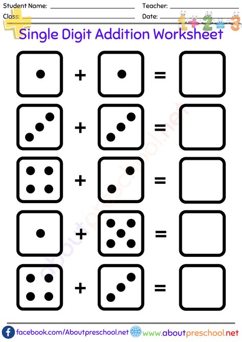 Single Digit Addition Worksheet-9 - About Preschool