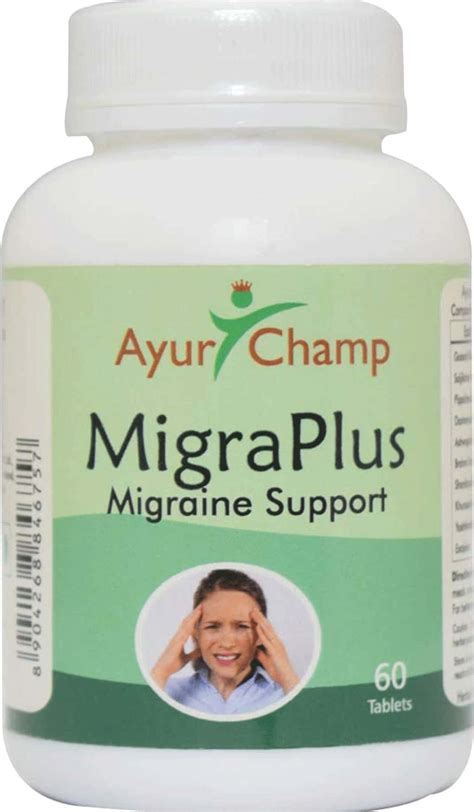 Buy AYUR CHAMP MIGRA PLUS | MIGRAINE SUPPORT | HERBAL SUPPLEMENT | 60 ...
