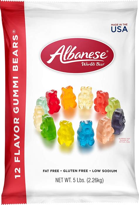 Amazon.com : Albanese World's Best 12 Flavor Gummi Bears, 5 Pound Bag ...