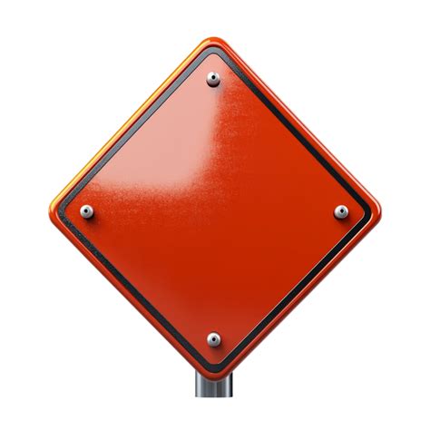 3D-Rendered Red Diamond-Shaped Road Sign with Four Screws 54592280 PNG