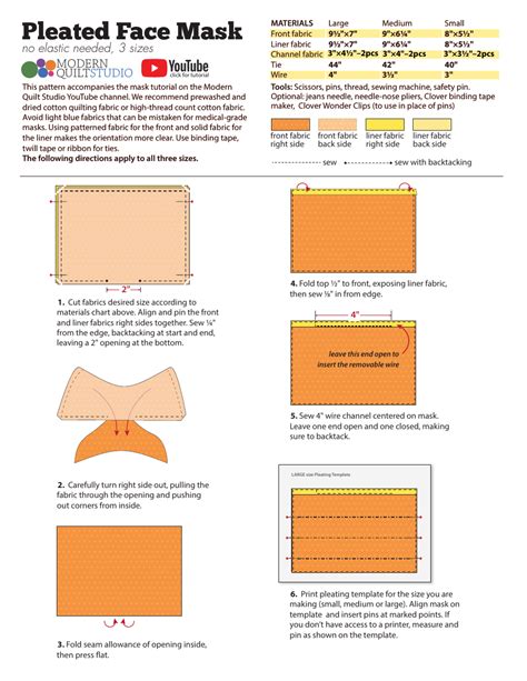 Image result for Pleated Face Mask Pattern Printable
