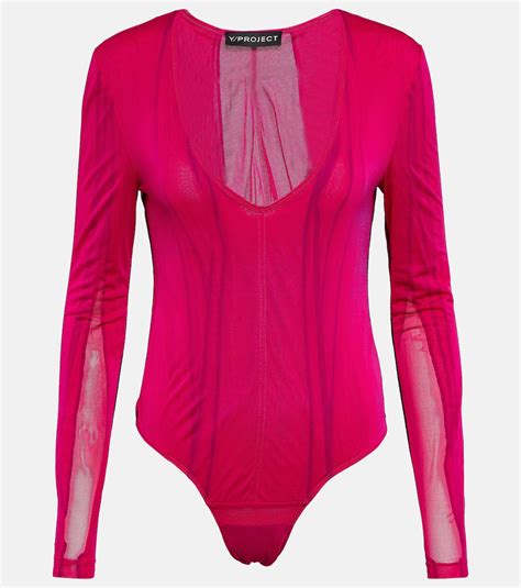 Semi-sheer bodysuit in pink - Y Project | Mytheresa