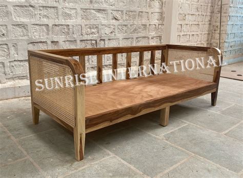 Buy wooden sofa set furniture online with rattan cane work in India ...
