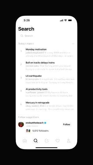 Meta testing 'trending topics' feature on Threads