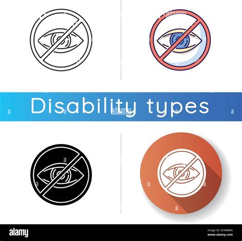 Blindness icon. Patient with lost eyesight. Legally blind. Vision impairment. Eye defect. Health ...