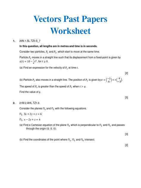 Applied Math 1 Vector Worksheet 的图像结果