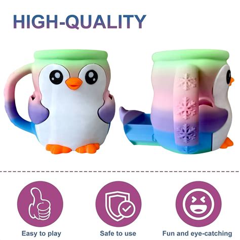 Pebbles The Penguin Ice Cream Holder, Cute 3D Printed Penguin Design Ice Pint Holder with ...