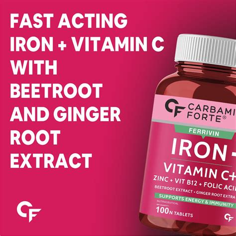 Carbamide Forte Iron + Vitamin C + Folic Acid Supplement | Fast Acting
