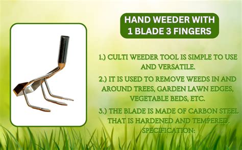 Jappy Agro Hand Weeder with cultiweeder 4 tines Manual 2 in 1 use Weed ...