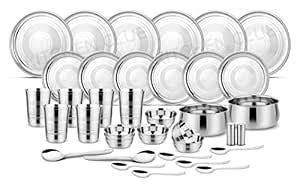Kitchen Clue High Grade Stainless Steel Dinner Set, 36-Pieces, 6 People ...