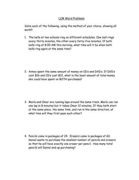 Image result for LCM Worded Problems