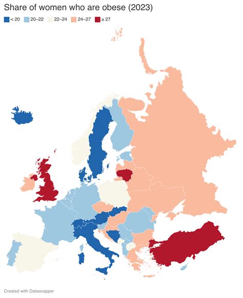 Share of women who are obese in Europe (2023) : r/MapPorn