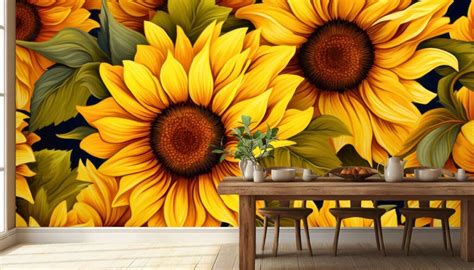 Sunflower Mural in Golden Fields - Magicdecor®