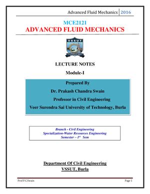 LECTURE NOTES MODULE 2 - CE 15008 Fluid Mechanics LECTURE NOTES Module ...