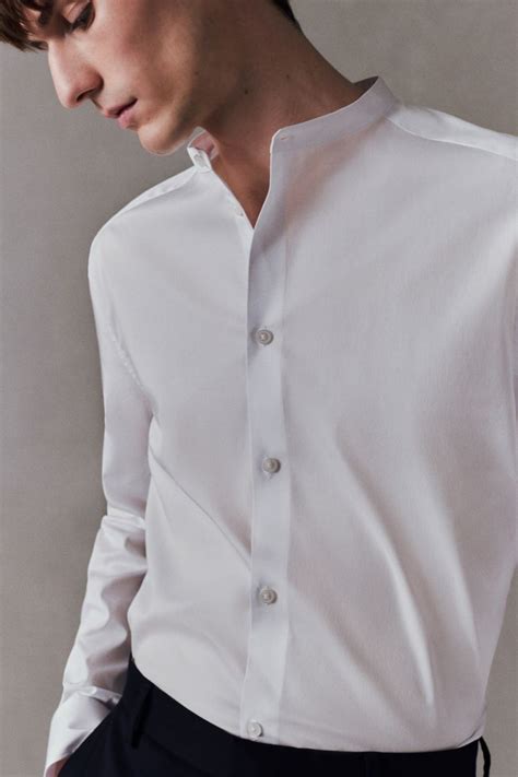 Slim Fit Grandad shirt - White - Men | H&M IN