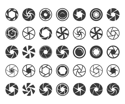 Camera Shutter Icon Set High Resolution. Camera Lens Diaphragm Optic ...