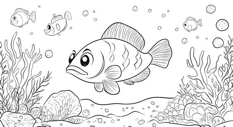 A black and white drawing of a fish in an aquarium | Premium AI ...