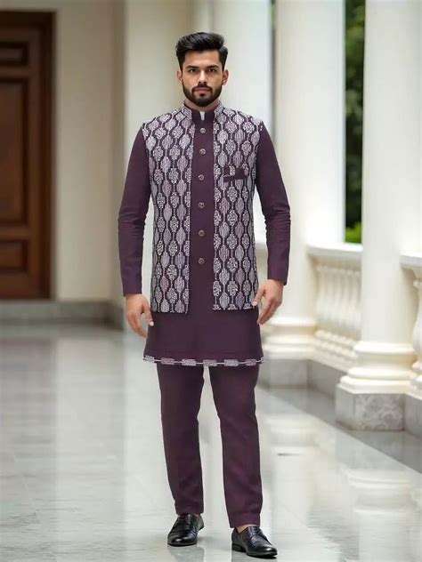 Mauve Wine Milky Silk Indo Open Style Imperial Thread Work – South ...