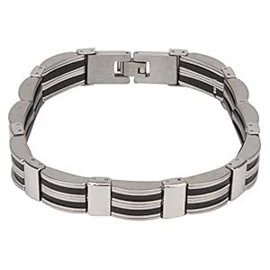 Buy Stylepotion Gift Item Broad 316L Stainless Steel Black Silicone ...