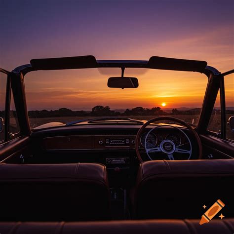 Sunset view from inside a car on Craiyon