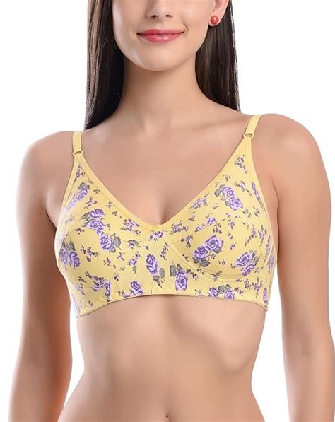 Buy KRIVTEJ Soft Cotton Printed Non-Padded Everyday Bra (Pack of 4) (40 ...