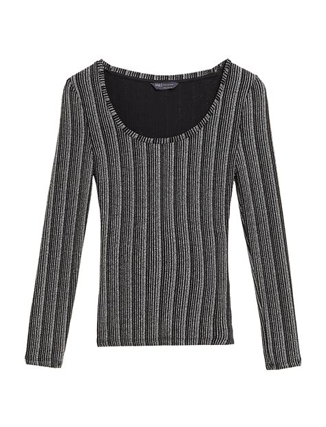 Buy Sparkly Ribbed Scoop Neck Fitted Top at Marks & Spencer