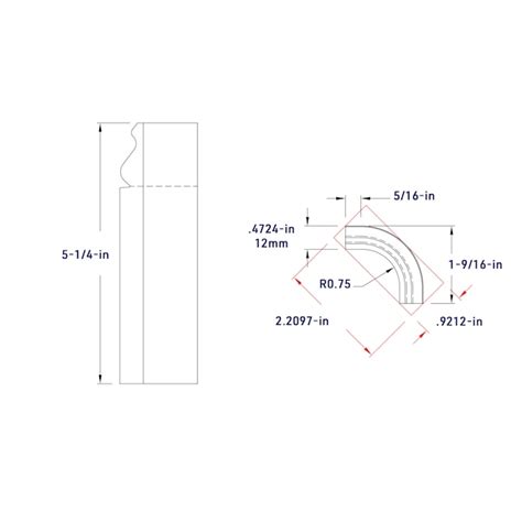 RELIABILT 5-1/4-in x 15/32-in Interior Unfinished 610 Radius corner ...