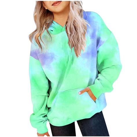 Hicidod Girls Hoodies Tie Dye Print Crewneck Lightweight Pullover ...