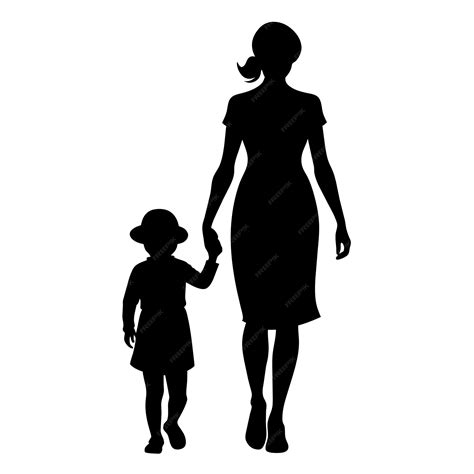 Vector de siluetas de madre e hijo 4 | Vector Premium