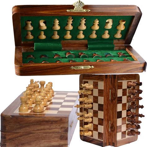 10” Chess Set with Bag - Folding Magnetic Travel Chess Board Game with ...