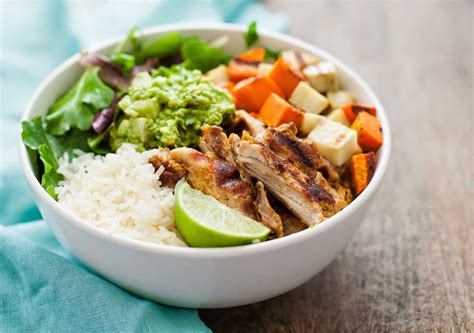 Grilled Adobo Chicken & Sweet Potato Bowls with Jicama Guacamole - A ...
