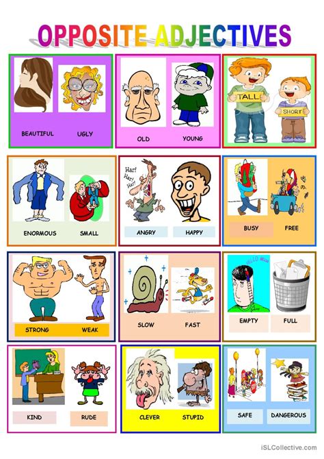 Esl Flashcards Adjectives Opposites at Jeannie Wilson blog