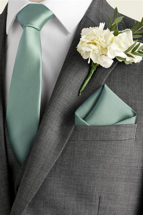 Buy Sage Green Silk Tie And Pocket Square Set from the Next UK online shop