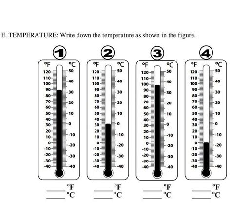 E. TEMPERATURE: Write down the temperature as shown in the figure ...