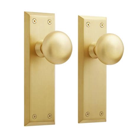 Hubbard Brass Interior Door Knob & Plate Set - Dummy | Signature Hardware