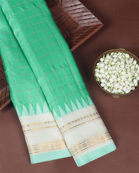 Buy Turquoise Green Gadwal Silk Saree T419438