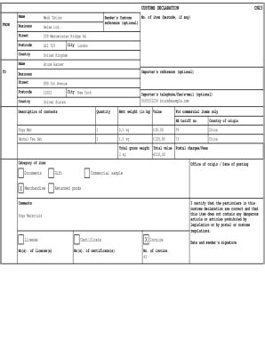 Fillable Online Customs Declaration Service: service availability and ...
