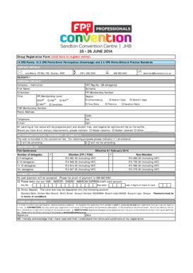 Fillable Online FPI 2014 Group Registration Template - incl. CPD Points ...