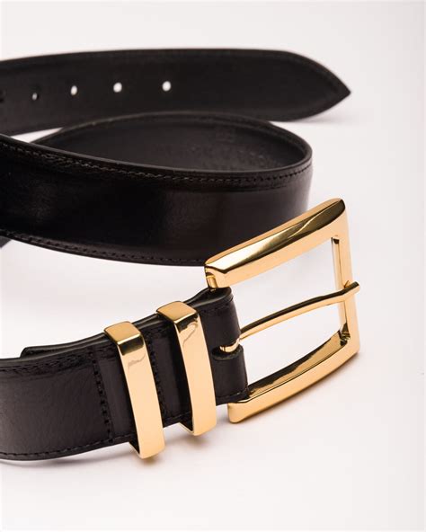 Naomi black leather waist belt with gold details | Black & Brown London