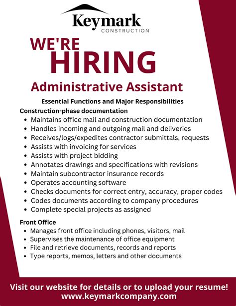 We're Hiring: Administrative Assistant | Keymark Construction