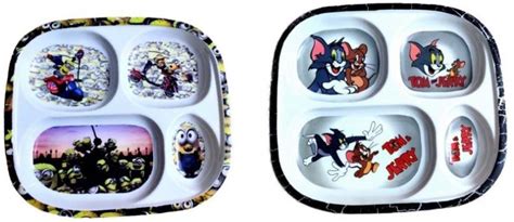 MBC Melamine Kids Plate Square 4 Section Minion Tom & Jerry Sectioned ...