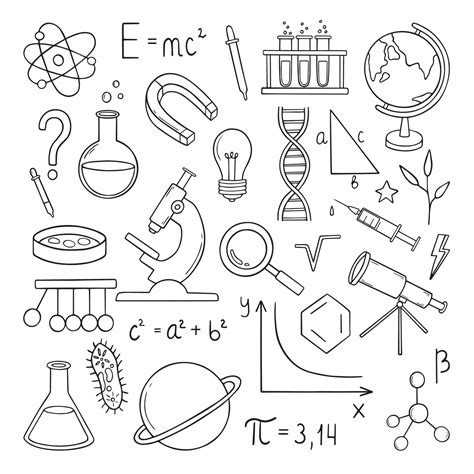 Set of Education and Science doodle. Formulas in physics, mathematics ...