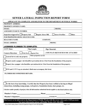 Fillable Online SEWER LATERAL INSPECTION REPORT FORM Fax Email Print ...